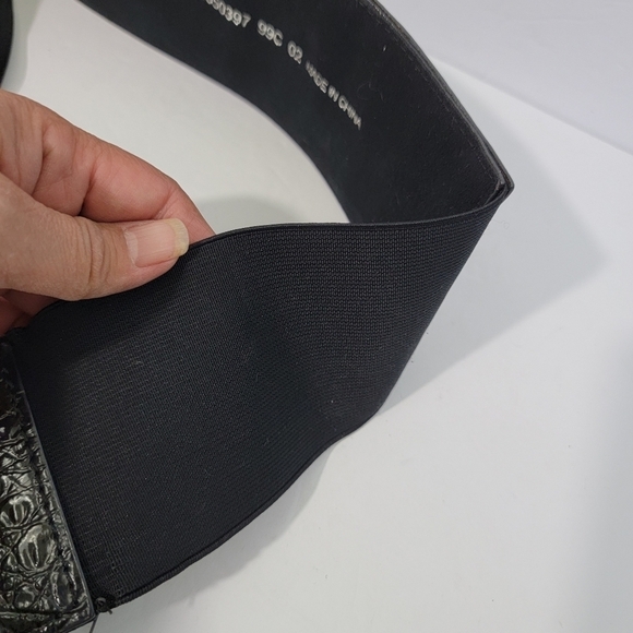 MNG Mango 43650397 99C 02 Black Elastic Wide Belt L 30.5" W 4" - Picture 4 of 10